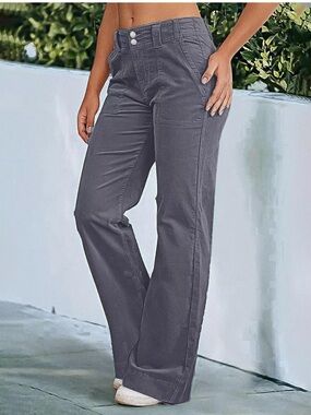 Flamingals Corduroy Dual Button Zip Fly Low Waist Flare Pants size S (4-6)